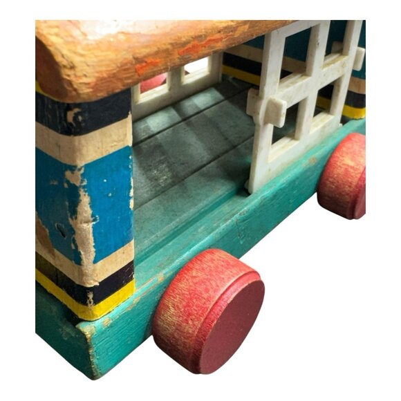 Vintage Fisher-Price Huffy Puffy Circus Train Cattle Car 1958 Wood Toy - Picture 8 of 8